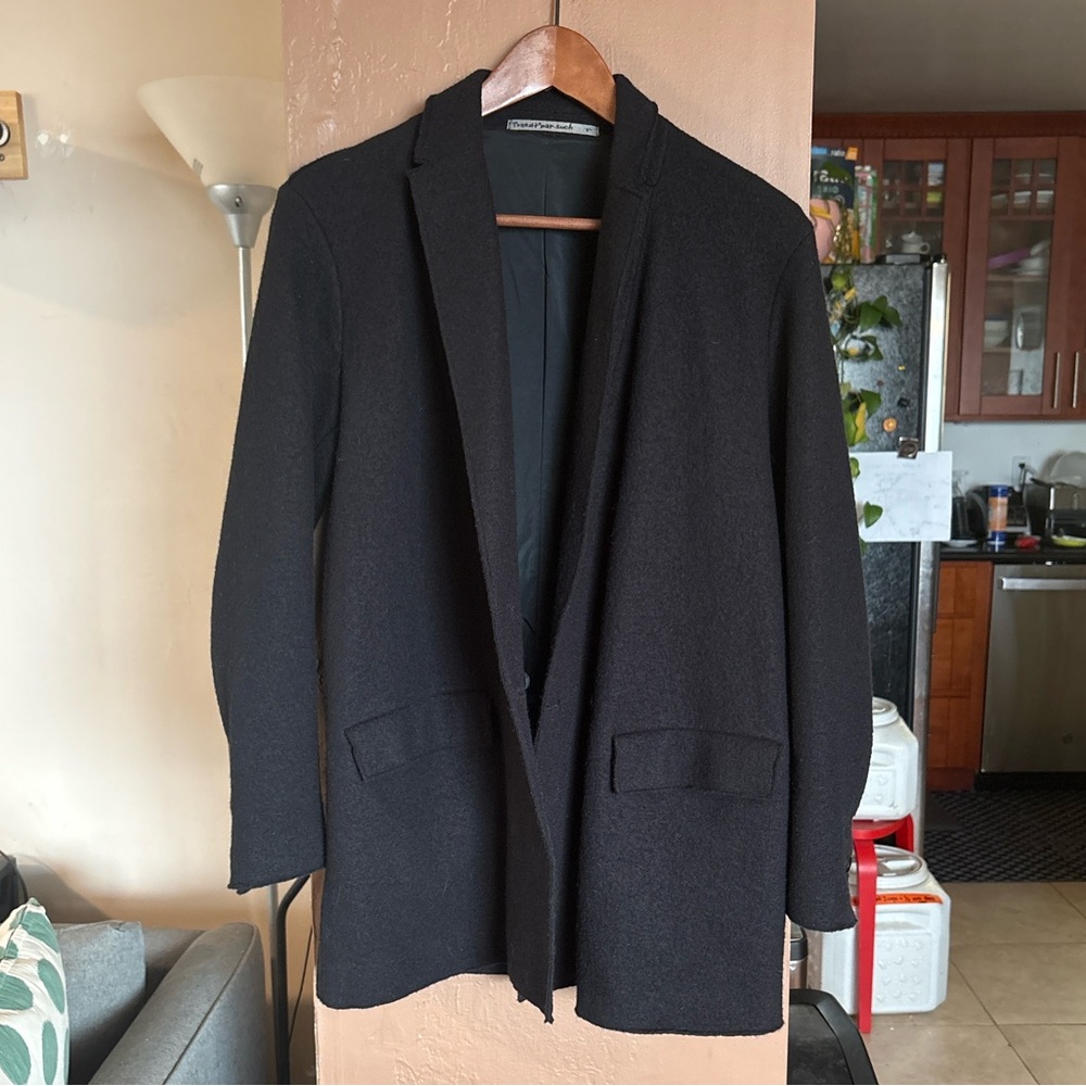 Transit par Such Wool Blazer Coat — Black, Minimalist, Relaxed Fit